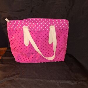 Ultra Chi Hot Pink Vinyl Geometric Squares Purse Bag